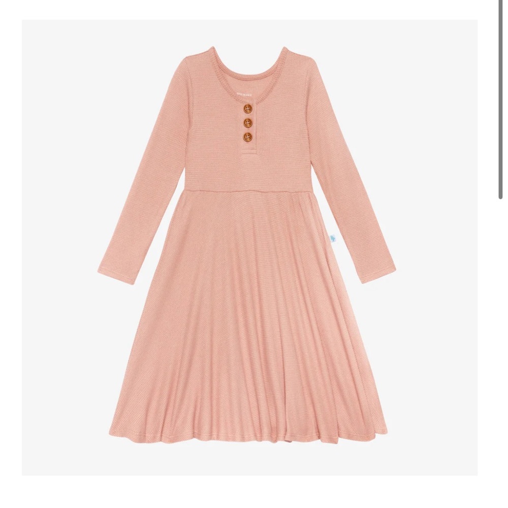 Posh peanut Henley twirl dress waffle desert rose